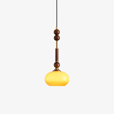 Roman Inspired Pendant Lamp with Wood and Brass Detail