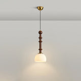 Wood and Brass Pendant Lamp Side View Detail
