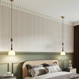 Wood and Brass Pendant Lamp Side View Detail