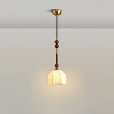 Roman Inspired Pendant Lamp with Wood and Brass Detail