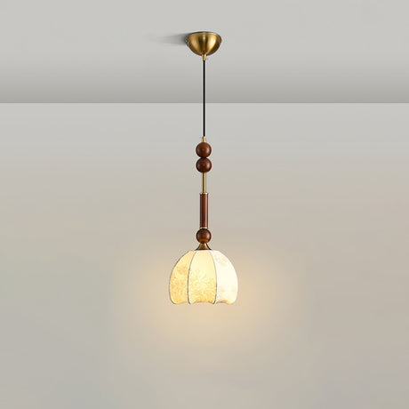 Roman Inspired Pendant Lamp with Wood and Brass Detail