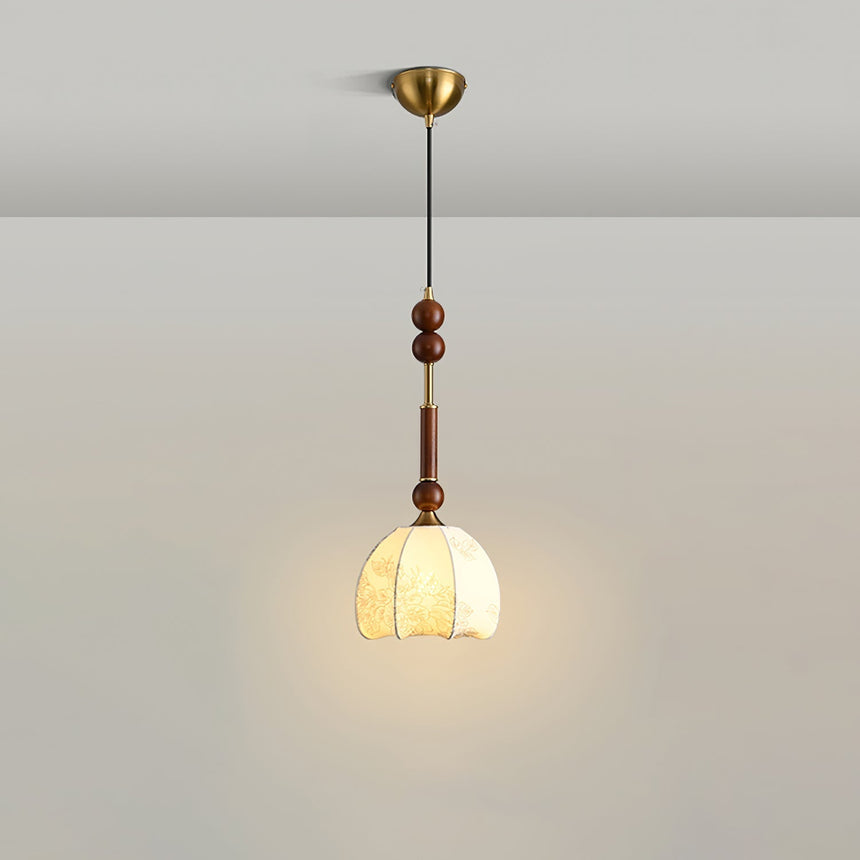 Roman Inspired Pendant Lamp with Wood and Brass Detail