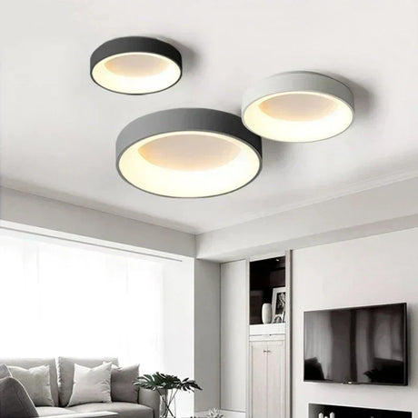 Clear metal ceiling light with circular silhouette design