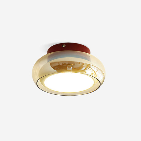 Red Glass Flush Mount Ceiling Light Sleek Design