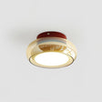 Cognac Glass Ceiling Light Cherry Red Band