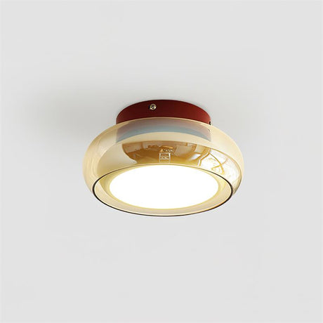 Cognac Glass Ceiling Light Cherry Red Band