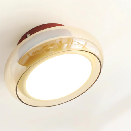 Cognac Glass Ceiling Light Cherry Red Band