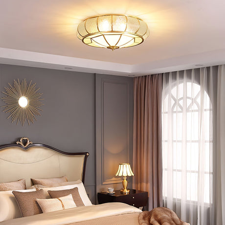 Round Textured Glass Ceiling Light For Bedroom - OroDwell