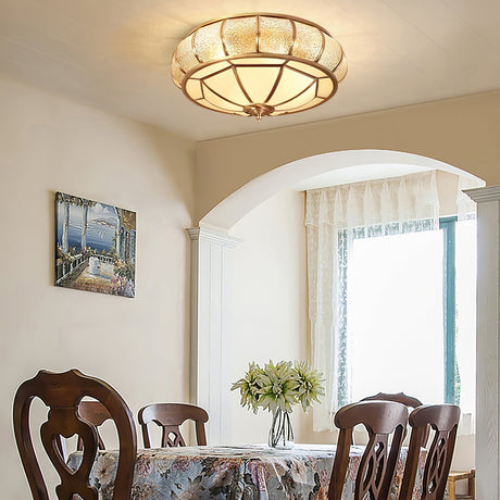 Textured Glass Ceiling Light With Round Design - OroDwell