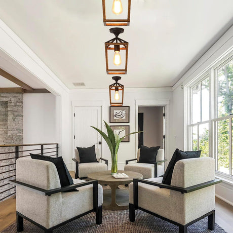 Faux Wood Grain Ceiling Light Fixture