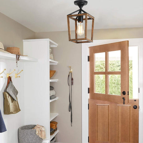 Rustic Iron Ceiling Light Detail