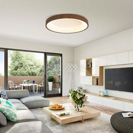 Rustic wood ceiling light for modern interiors