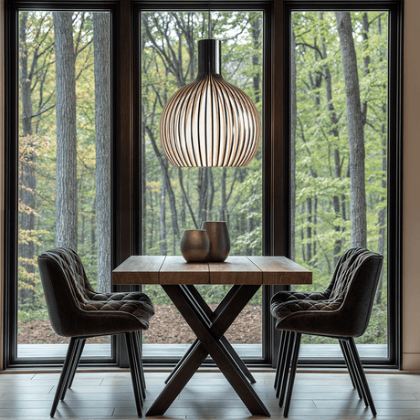Wooden Cage Pendant Light with Open Structure Design