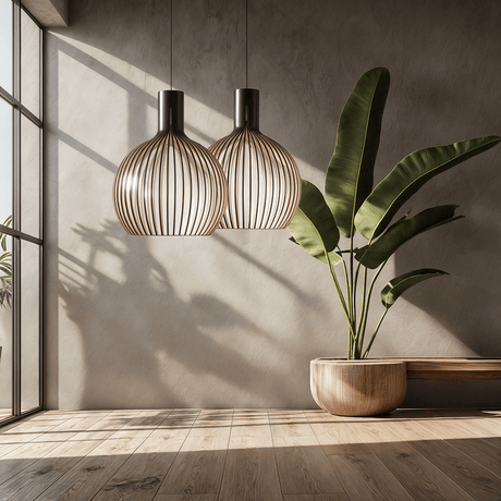 Adjustable Bamboo Pendant Light for Dining Room Ceiling