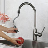 Kitchen mixer tap installed on sink