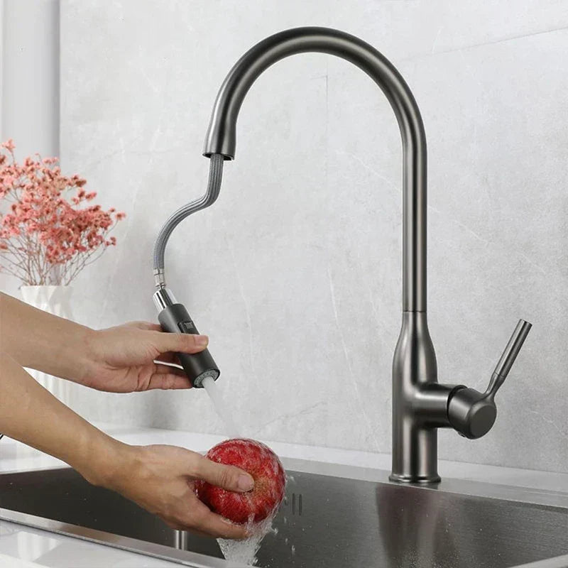 Kitchen mixer tap installed on sink