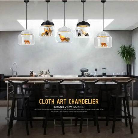 Animal Motif Glass Pendant Light for Kids' Room