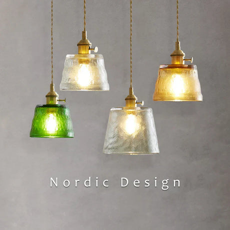 Glass pendant light bright gentle glow scene