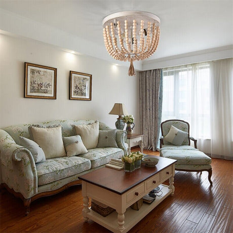 Wood Bead Ceiling Light for Entryway