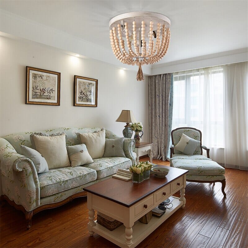 Wood Bead Ceiling Light for Entryway