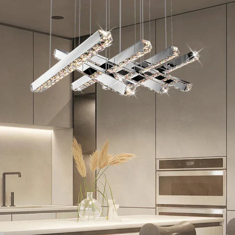 Marwood Chandelier - Crystal Glass and Stainless Steel Detail