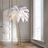 Feather lampshade brass finish detail