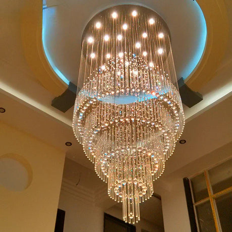 Raindrop Crystal Chandelier Stainless Steel Finish