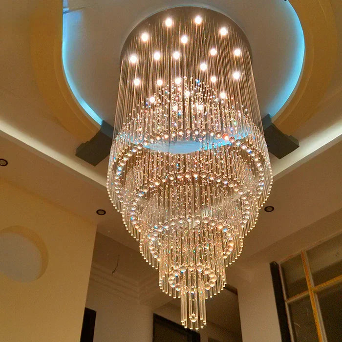 Raindrop Crystal Chandelier Stainless Steel Finish