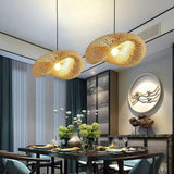 Wicker pendant light for bedside accent