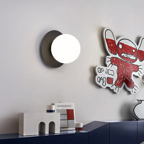 Frosted glass shade detail on wall lamp