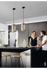 Circular ring pendant light close-up view