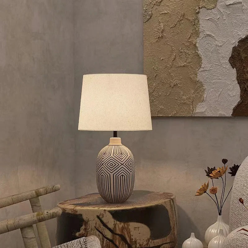Fabric Shade Table Lamp Fixture Detail
