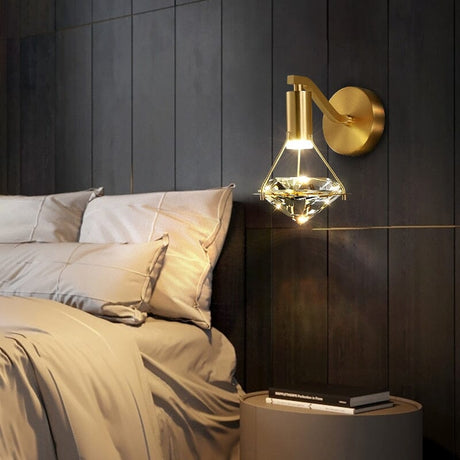 Wall sconce mounted above a nightstand