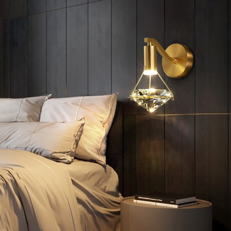 Wall sconce mounted above a nightstand