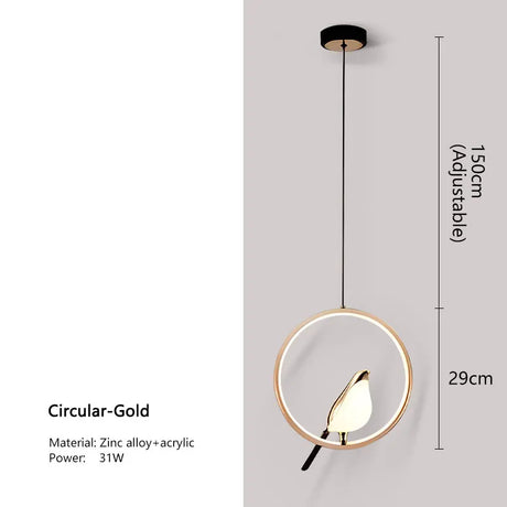 nordic magpie bird pendant light fixture