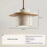 Black Metal and Wood Pendant Lamp for Bedroom
