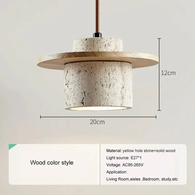 Black Metal and Wood Pendant Lamp for Bedroom