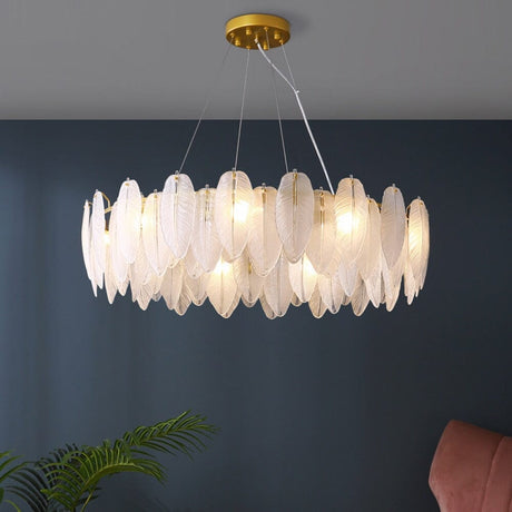 Feather design chandelier for bar decor