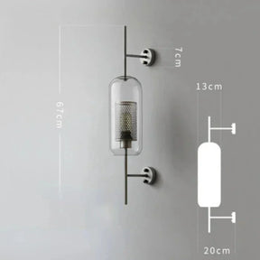 Glass wall lamp compatible with E27 bulbs