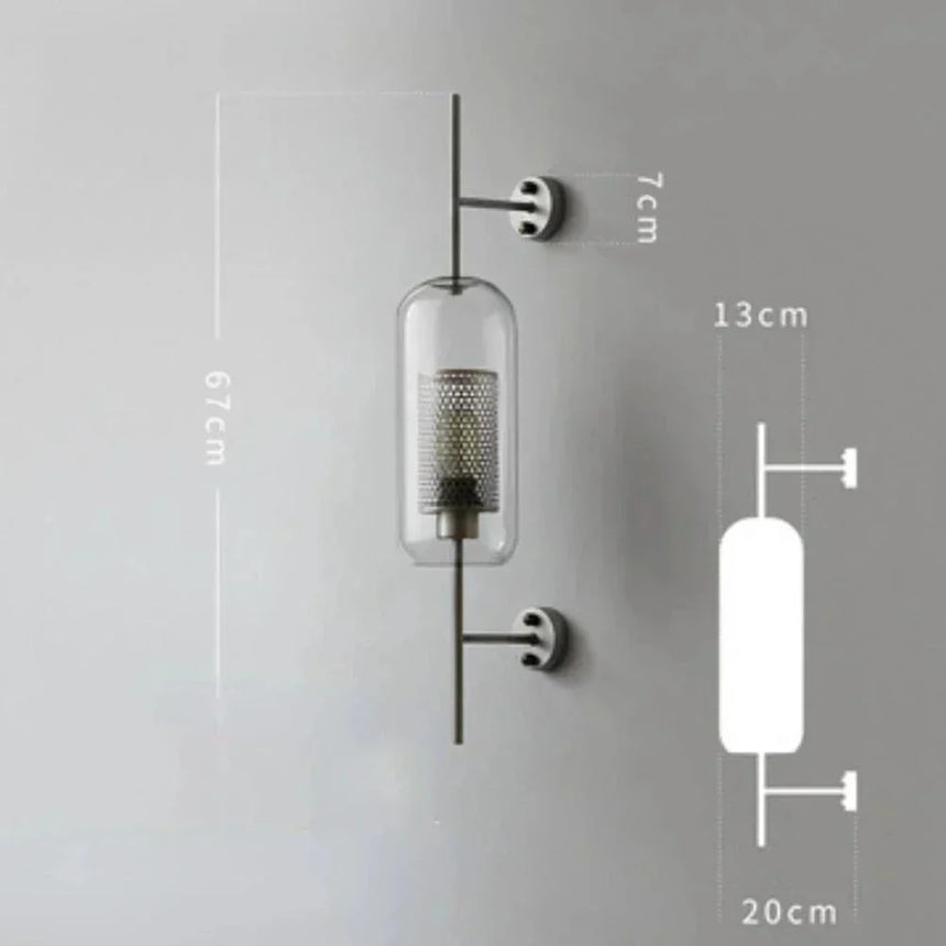 Glass wall lamp compatible with E27 bulbs