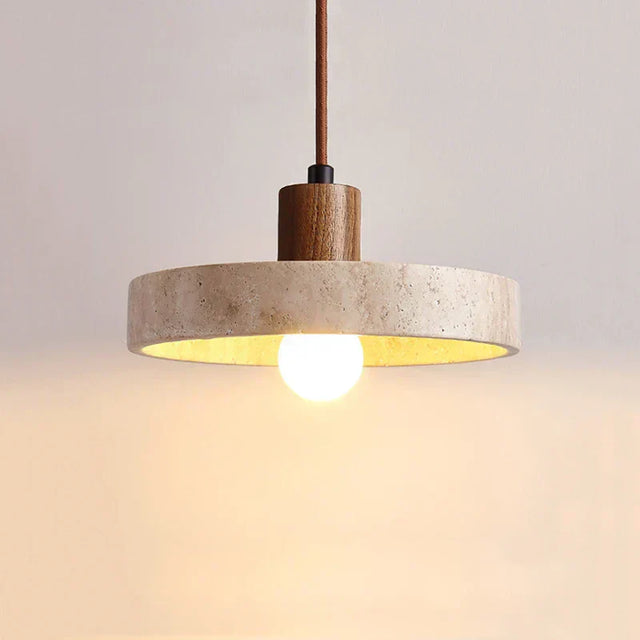 Travertine pendant light LED square design for dining room