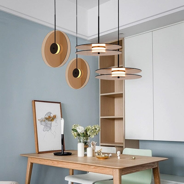 Artistic Disc Glass Pendant Light for Living Room
