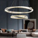 Two Ring Crystal Chandelier Flush Mount Design