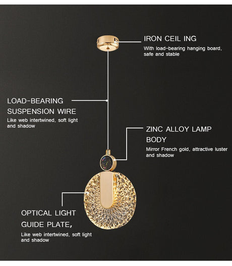 Crystal Pendant Light Durable Metal Frame Detail - OpalDwell