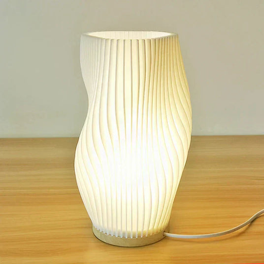 Table lamp with pleated shade for bedroom nightstand ambient lighting