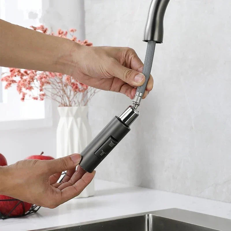 Pull-out hand shower faucet spray jet detail