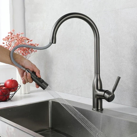 FlowNova faucet close-up brushed nickel finish