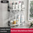 Corner bathroom shelf installed in a bathroom setting - single-tier corner design