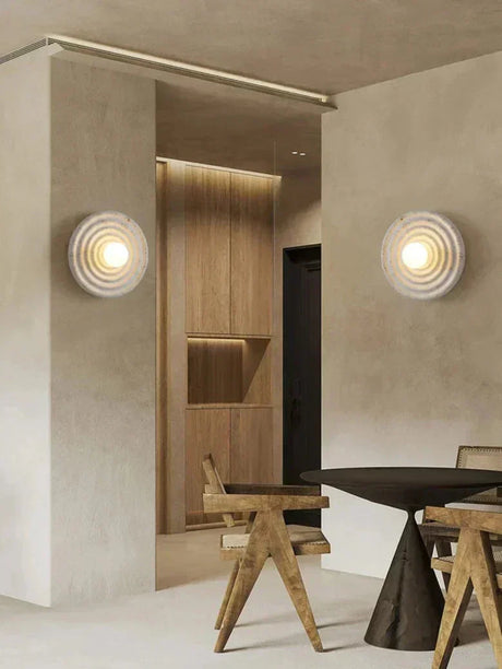 Perforated resin wall lamp for modern living room