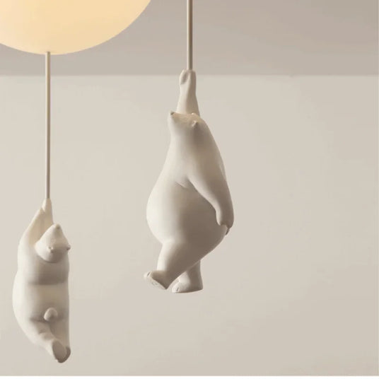 white lampshade chandelier for children's spaces